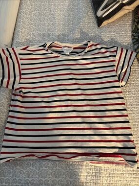 Tuckernuck Pomander Place Red, Blue & Cream Striped Short Sleeve Tee